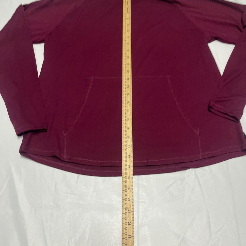Eddie Bauer Womens Burgundy Funnel Neck Long Sleeve Active Top Kangaroo Pocket - Picture 2 of 9